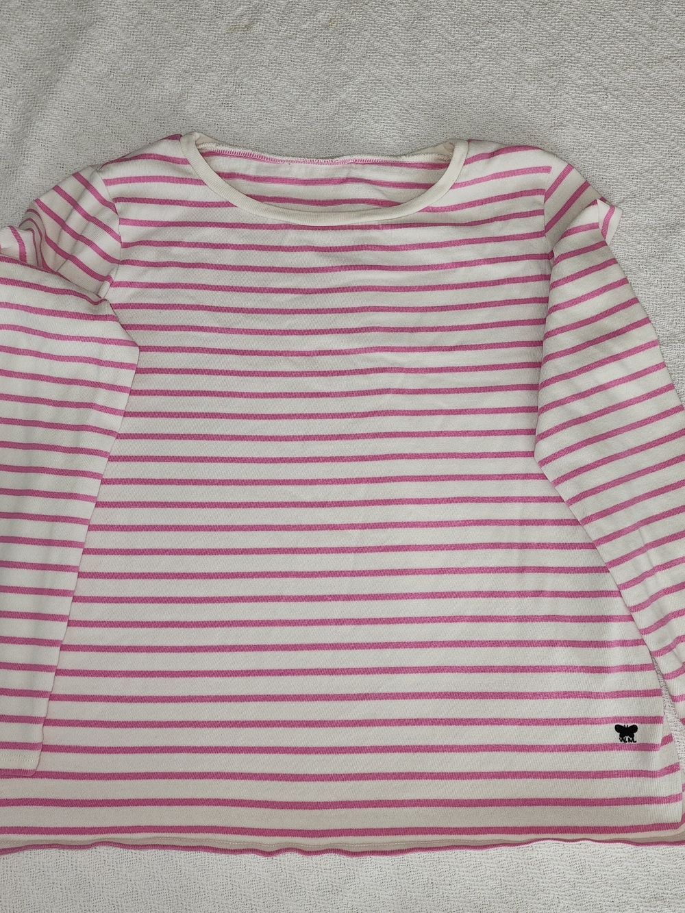 Weekend Max Mara Pink Striped Long Sleeve Tee Butterfly Logo Cotton Top